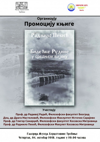 U Muzeju Hercegovine Trebinje sutra promocija knjige 'Bilećke Rudine u srednjem vijeku'