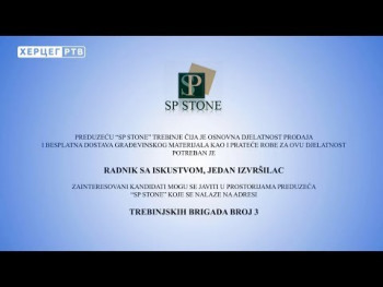 OGLAS: Preduzeću SP STONE potreban radnik (VIDEO)