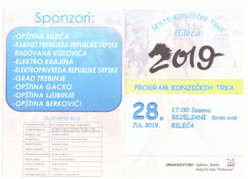 Шесте Коњичке трке Билећа 2019: Програм