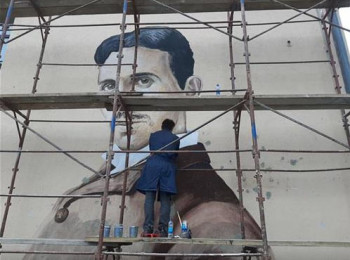 Višegrad: Mural Nikole Tesle krasi Srednjoškolski centar