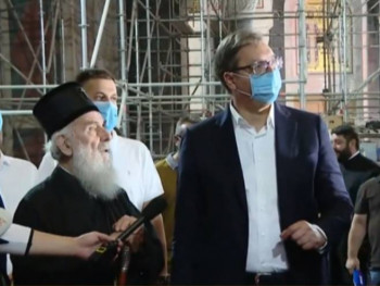 Вучић и патријарх обишли радове на Храму Светог Саве