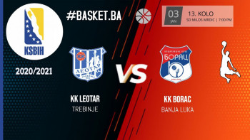 KK Leotar VS KK Borac - 13.kolo - 17 časova- Uživo na Herceg RTV