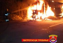 Izgorio šleper, vozač i vatrogasac prebačeni u trebinjsku Bolnicu 