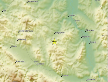 Rano jutros registrovan još jedan zemljotres kod Kragujevca
