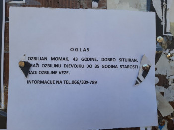 НЕЖЕЊЕ БИ ОЛАКО ДА СЕ ЖЕНЕ -У Требињу међу смртовницама и необичан оглас – /ФОТО/