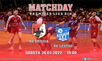 RK Krivaja Zavidovići - RK Leotar -  Gradska sportska dvorana Zavidovići u 17 časova