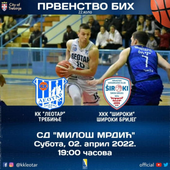 U 22. kolu Prvenstva BiH u sportskoj dvorani Miloš Mrdić gostovaće ekipa Širokog
