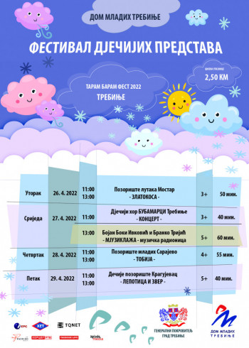 Program Festivala dječijih predstava Trebinje 2022 26. – 29. 04. 2022 