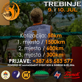 U Trebinju na Bregovačkom bazenu biće održan  turnir na pijesku ''Sunrise beach volley tour 2022''