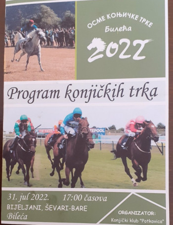 Билећа: Осме коњичке трке, 31.јул 2022. Програм трка