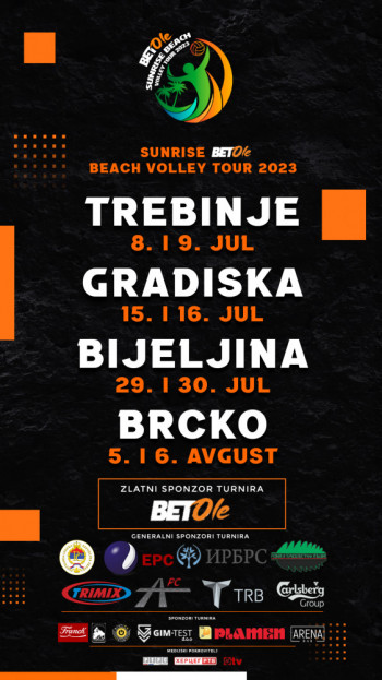 Sunrise BetOle beach volley tour 2023 – ponovo okupljamo najbolje takmičare iz regiona