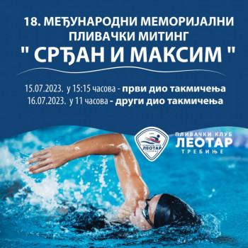 Najava: Međunarodni memorijalni plivački miting ''Srđan i Maksim ''