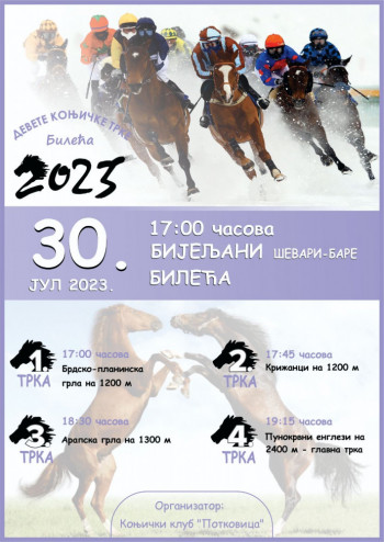 Bileća: Devete konjičke trke, 30.jul 2023. Program trka