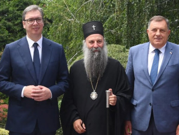 Dodik sa Vučićem i patrijarhom Porfirijem u Beogradu