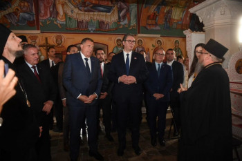 Dodik, Vučić i Višković posjetili manastir Žitomislić (FOTO/VIDEO)