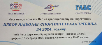 Izbor sportiste Grada Trebinja za 2024. godinu