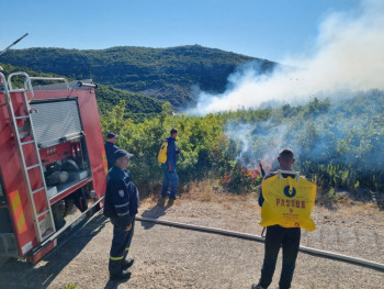 'Vatra ne smije da pređe put': Vatrogasci i helikopter na terenu (Foto)