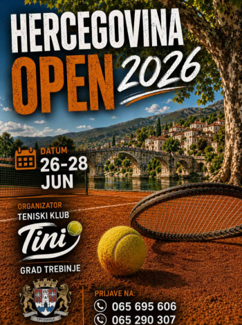 Trebinje ovog vikenda u znaku tenisa: Počinje ''Hercegovina Open 2026''